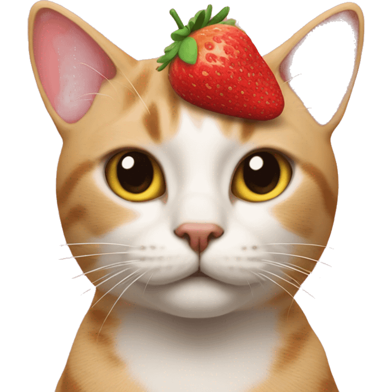 Cat with a strawberry on her head  emoji