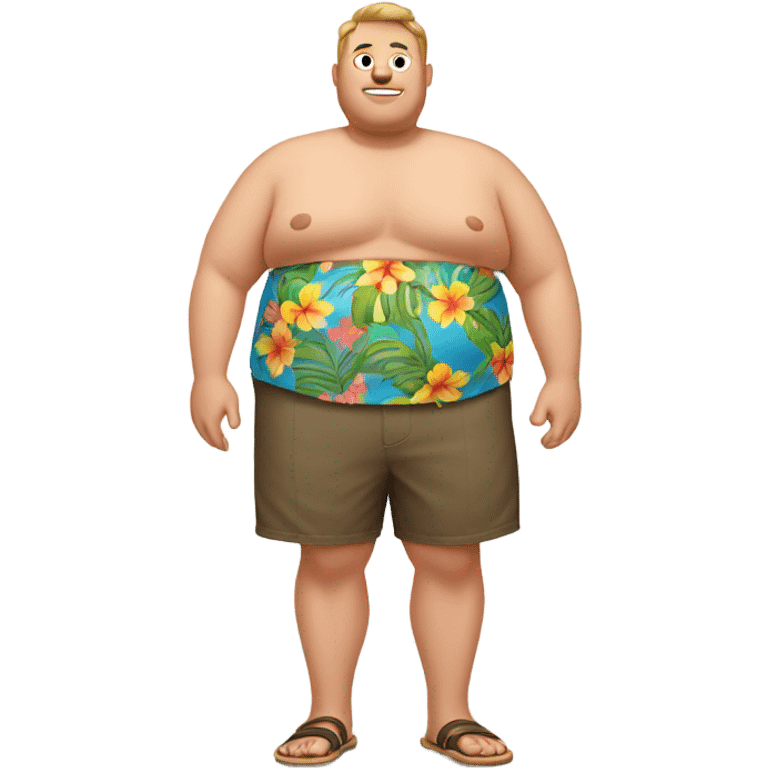 Chubby white guy in hawai shirt and underwear emoji