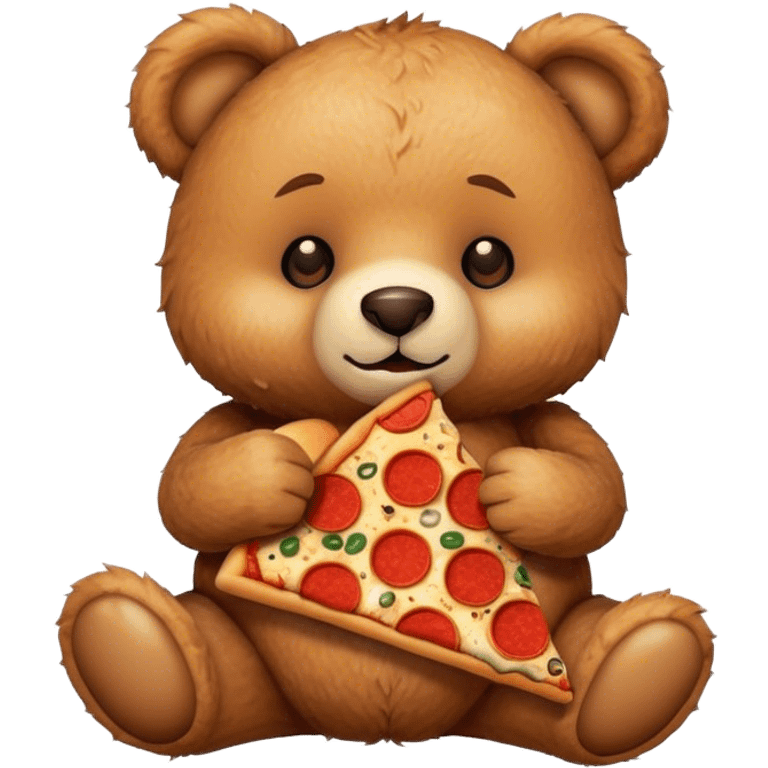 Teddy bear eating pizza emoji