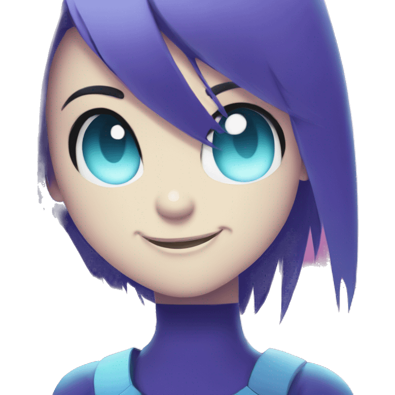 A teenage Robot boy face, Violet Hair, Glowing Blue Eyes,  emoji