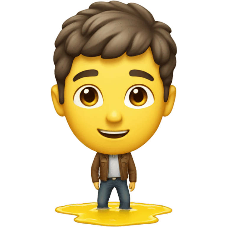 guy brown hair standing in a yellow puddle  emoji