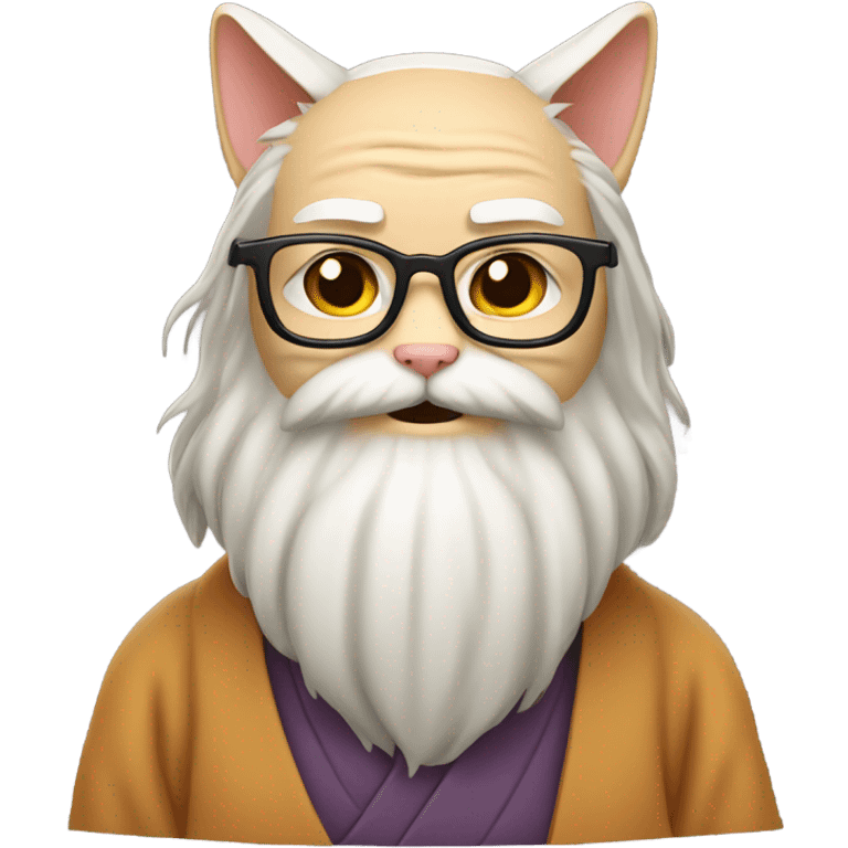 An old Japanese Sensei Cat with a long beard emoji