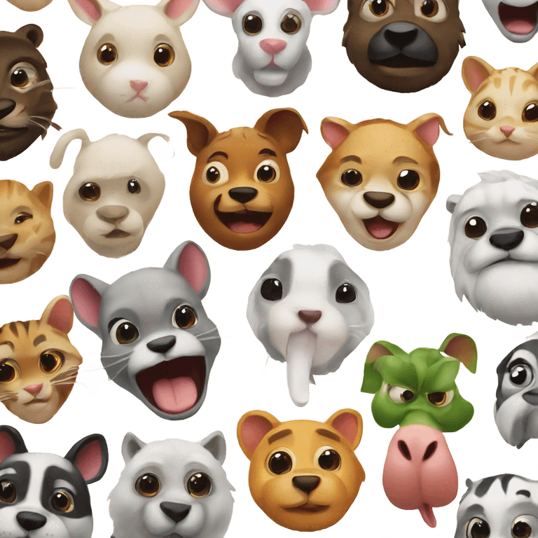 make funny face of different animals emoji