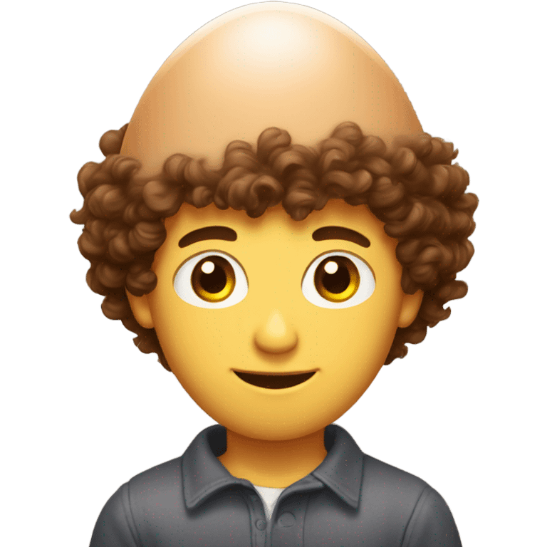 Guy with short curly brown hair hatching from an egg  emoji