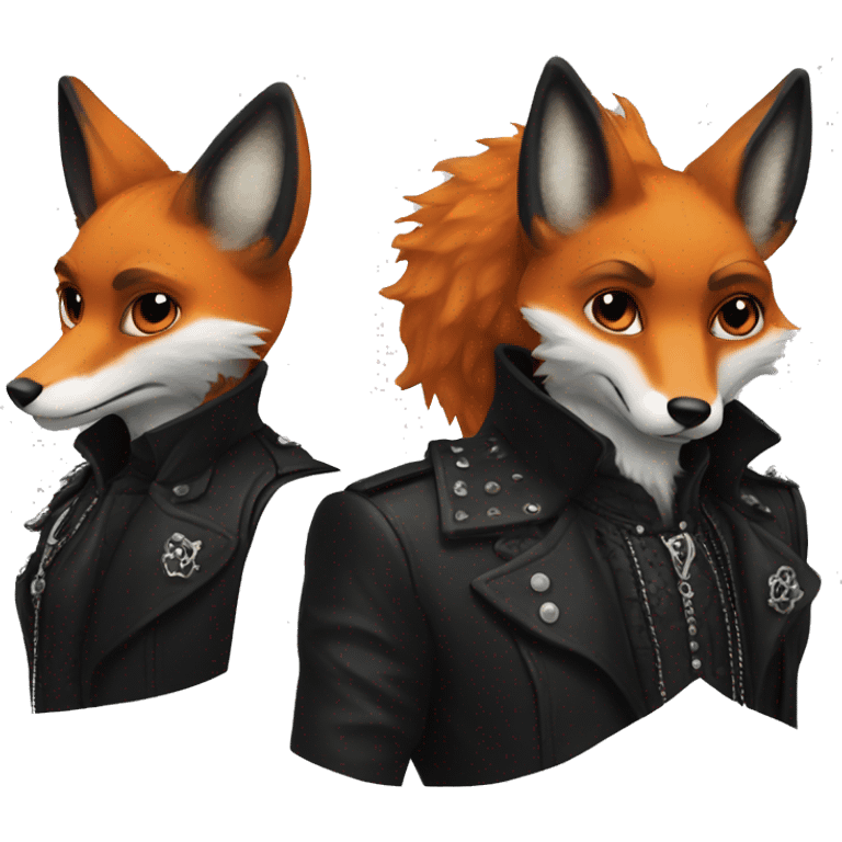 Fox wearing goth fashion emoji