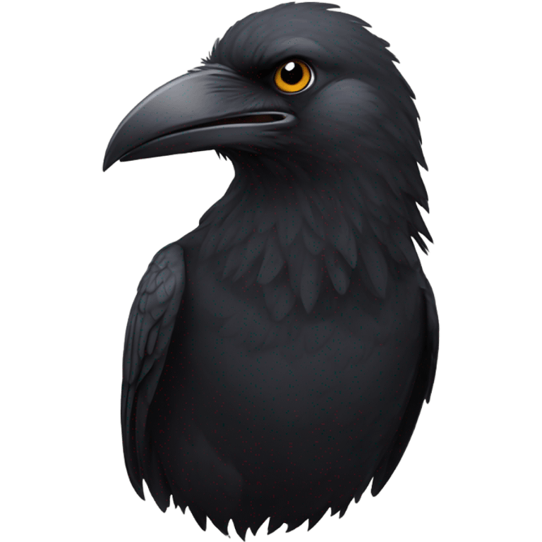 Crow wearing a brown mullet wig emoji