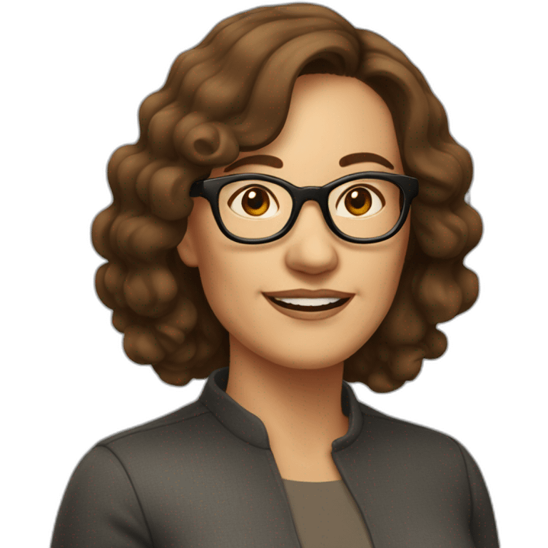 middle aged woman with medium brown hair and glasses emoji