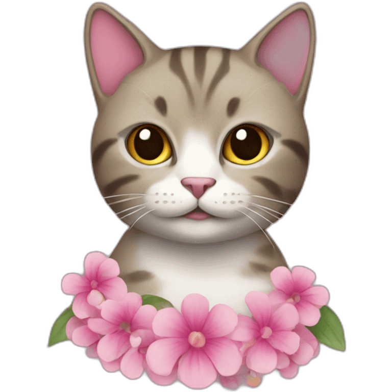 Cat wearing a flowered pink dress emoji