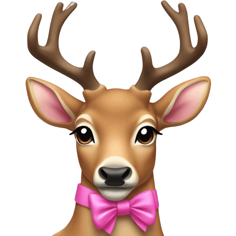 dear with pink bow around neck emoji