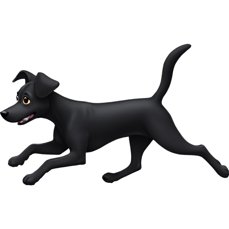 cartoon black dog running emoji