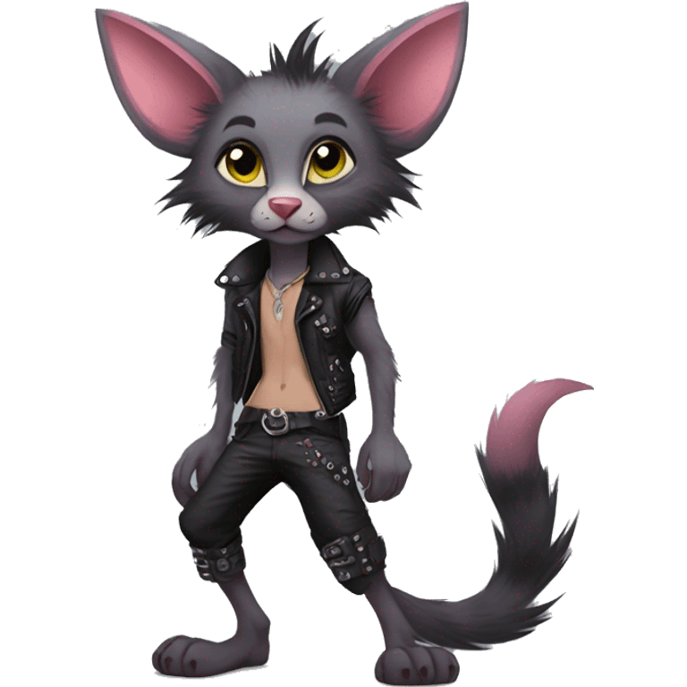 Anthro Punk Lykoi Full body emoji