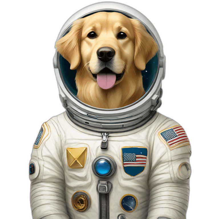 golden retriever in a spacesuite emoji