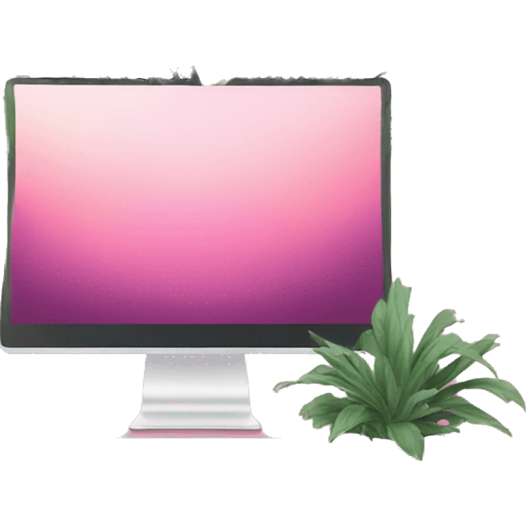 Mac (computer) with aesthetic background pink plants emoji