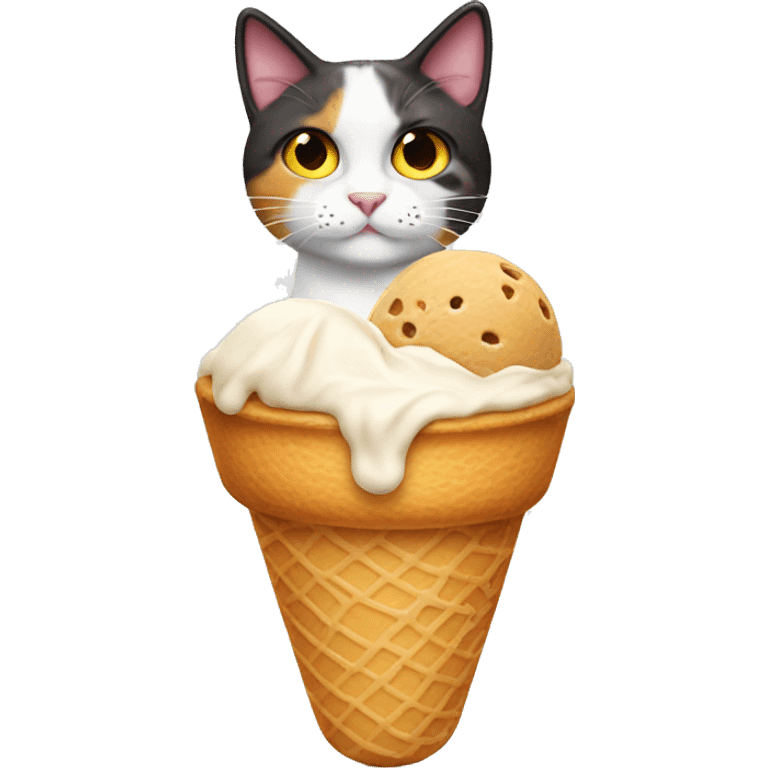 Icecream with calico cat emoji