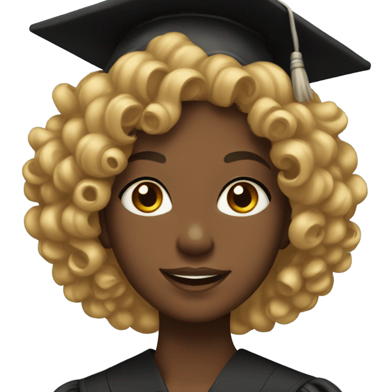 black girl with curly hair with graduation cap on  emoji