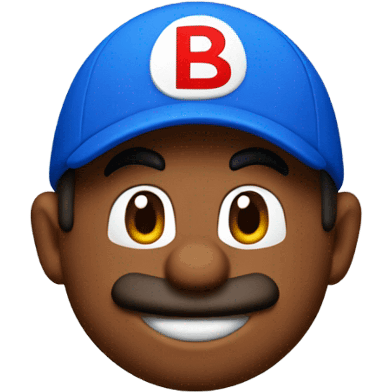 Brown Mario blue hat letter b emoji