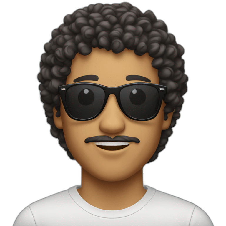 latin young man with curly hair and mullet trim and ray ban sunglass emoji