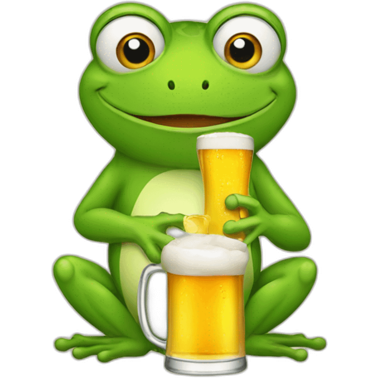 frog drinking beer emoji