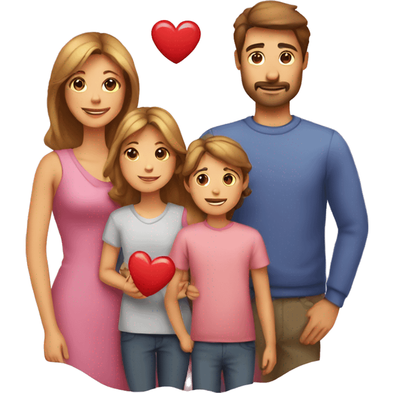 Heart and mom and dad and kids emoji