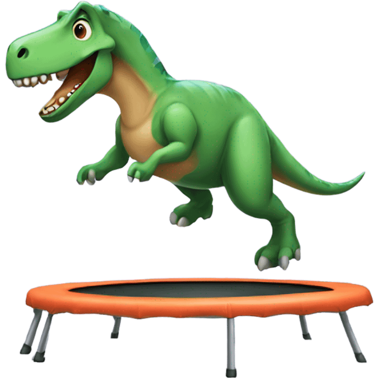 Make a dinosaur jumping on a trampoline emoji