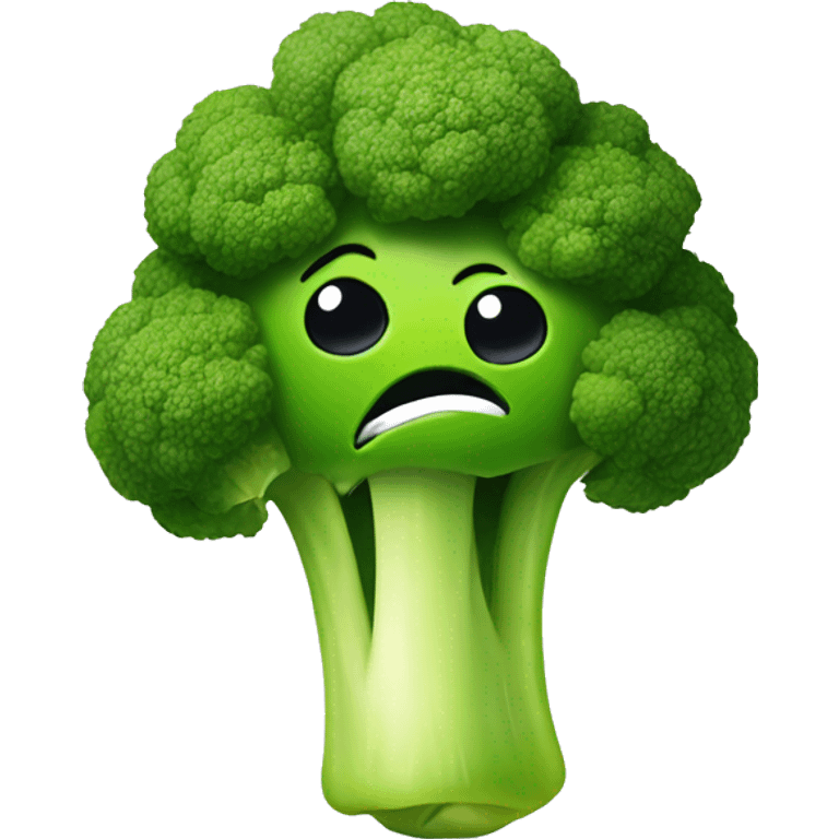 brocoli with funny face emoji