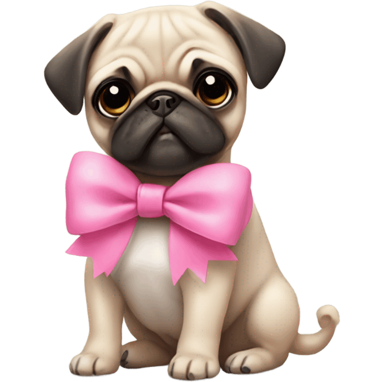 cute pug with pink bow emoji