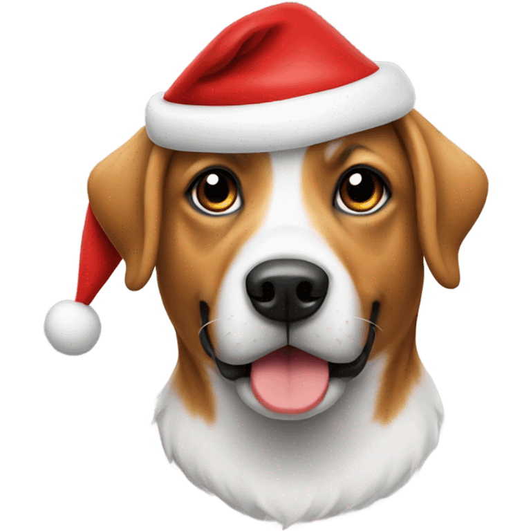 Dog wearing Santa hat emoji