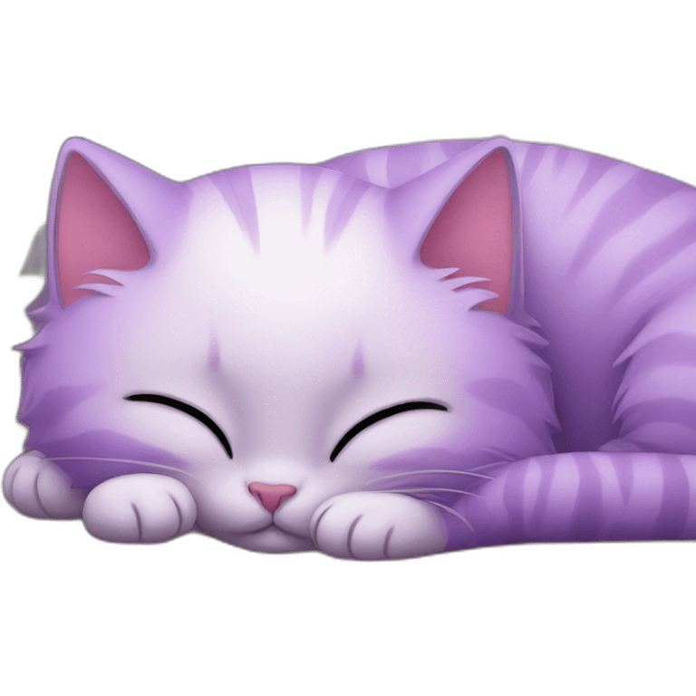 Cute purple kitty sleeping in a house emoji