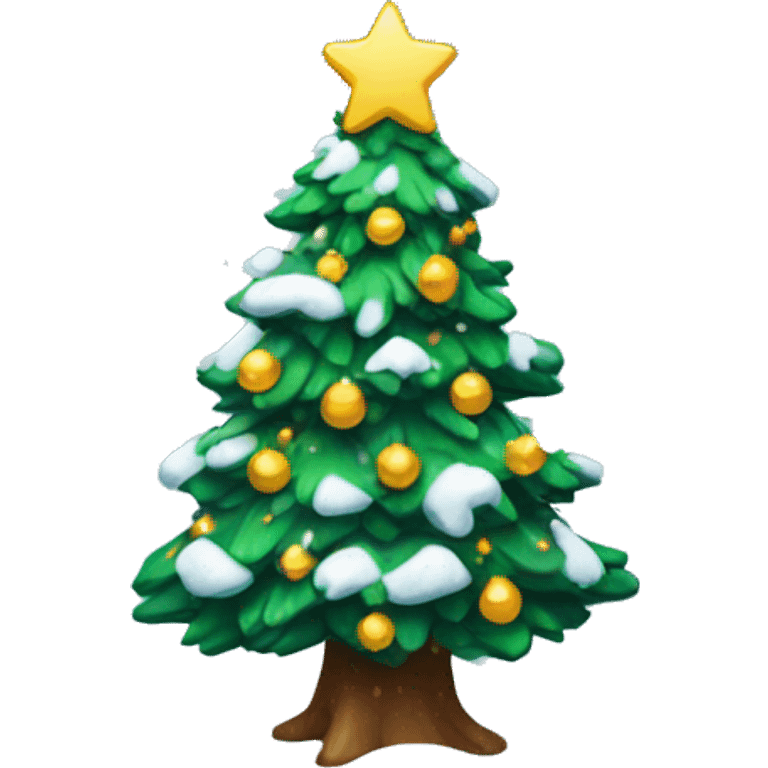 christmas tree with snow on  emoji