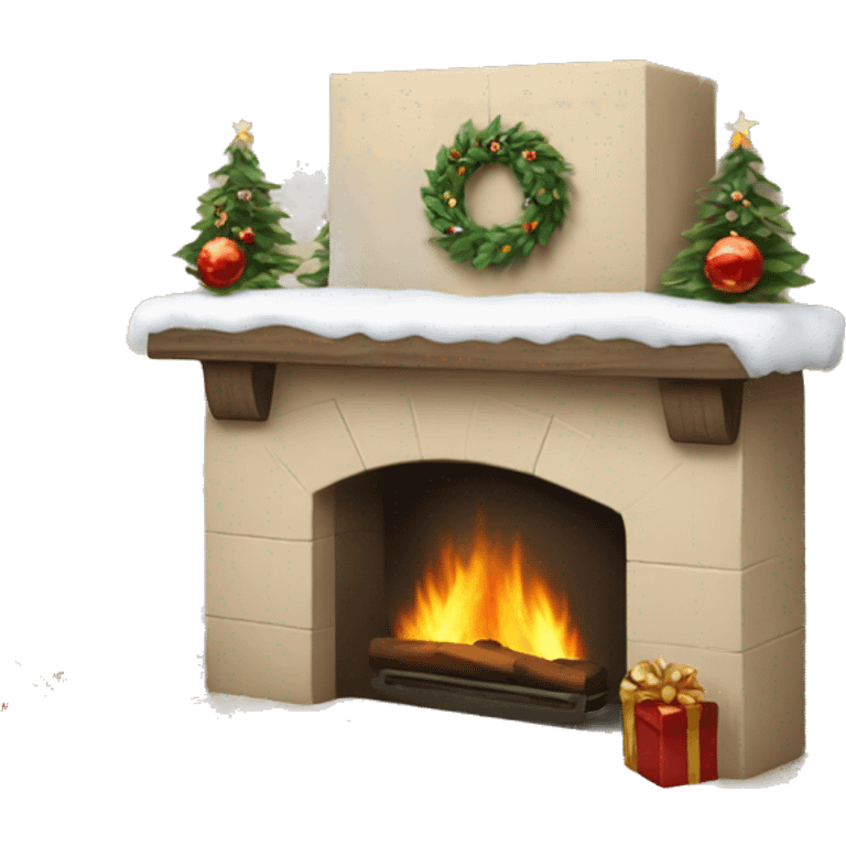 Winter christmas beige FirePlace emoji