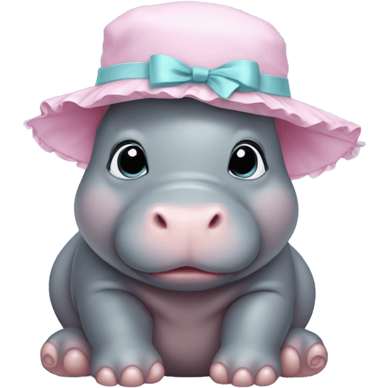 baby hippo wearing bonnet  emoji