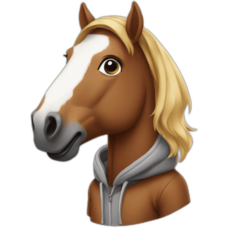 A horse wearing a hoodie emoji