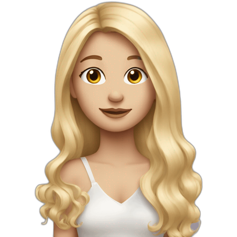 Blonde girl with long hair with dove on the shoulder  emoji