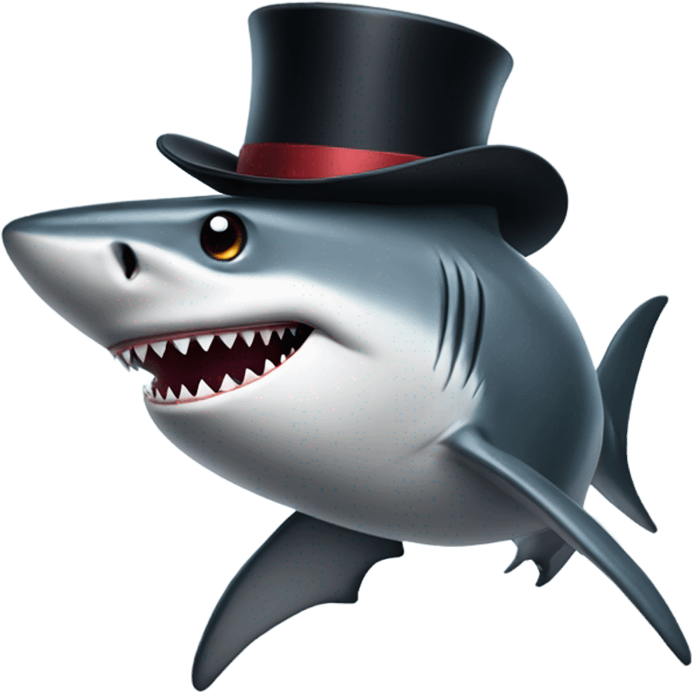 Shark with a top hat emoji