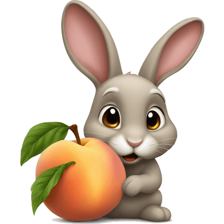 Rabbit eatting peach emoji