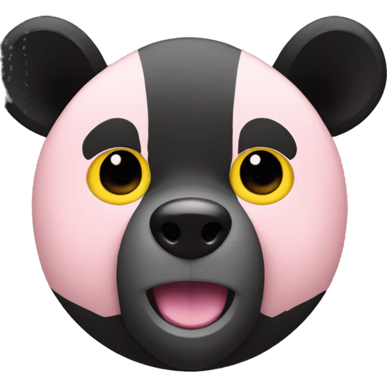 black bear with one yellow eye and a light pink tummy emoji