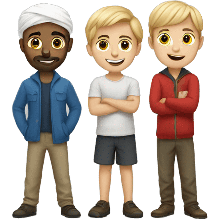 An iranian guy and two norwegin boys emoji