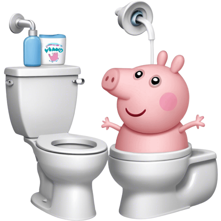 genera una botella stanley con un dibujo de peppa pig con un vater y que halla un texto que ponga: pepa vamo' al baño emoji