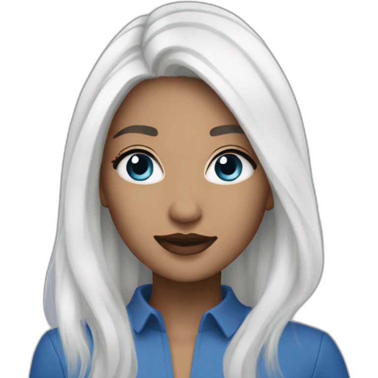 Vanessa Carlysle blue skin and white hair color emoji