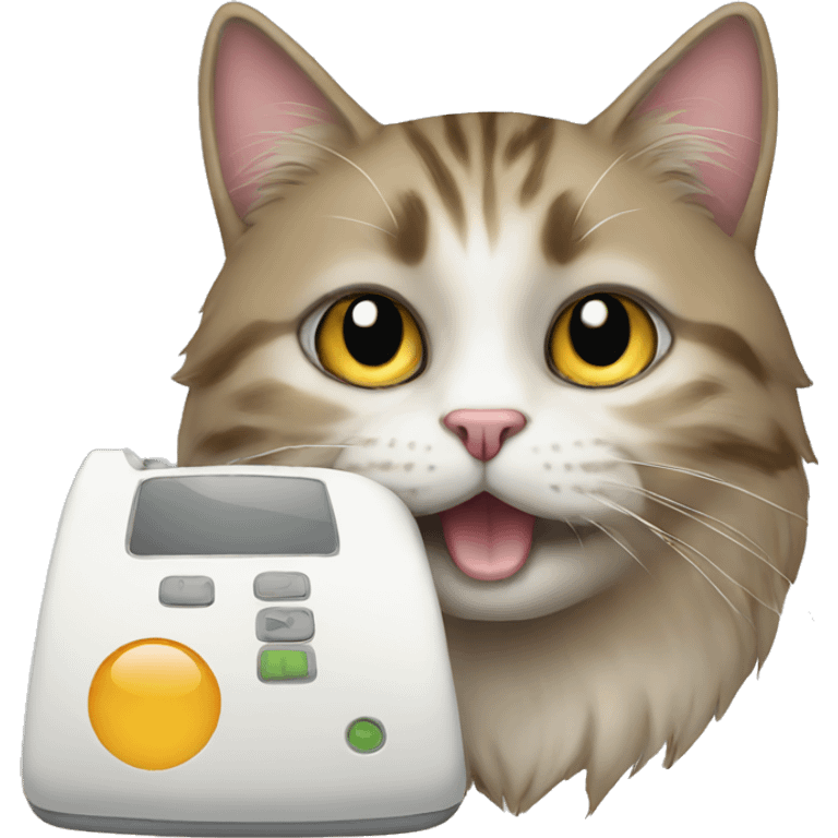 a phone with a cat emoji