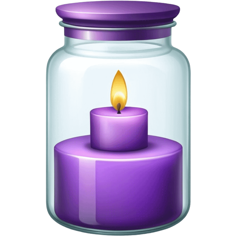 Purple candle in a glass jar with a glass cover emoji