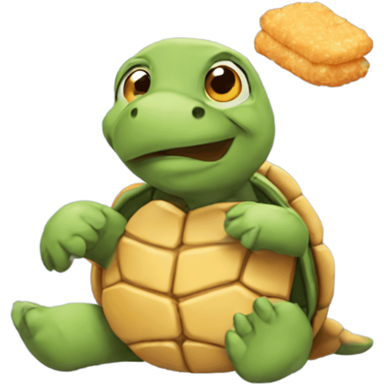 Turtle eating chicken nuggets  emoji