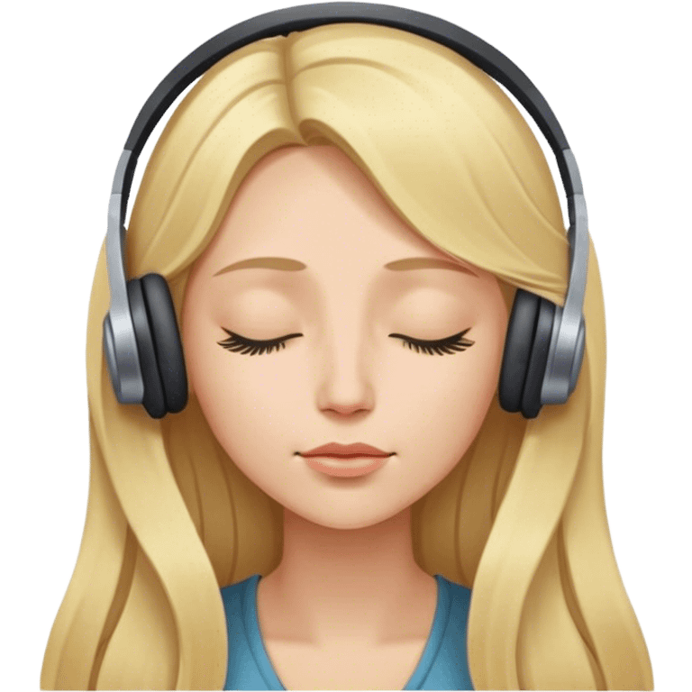 Woman with long blonde hair listening to music with closed eyes emoji