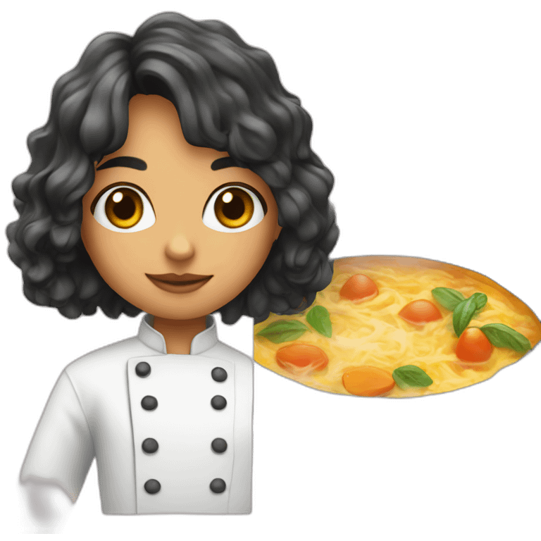 Young chef with curtain bangs cooking emoji