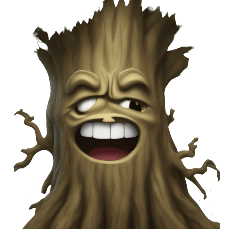 The scary tree is smiling terribly emoji