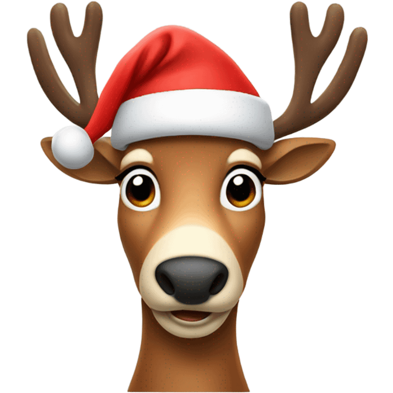 Reindeer with a Santa hat emoji