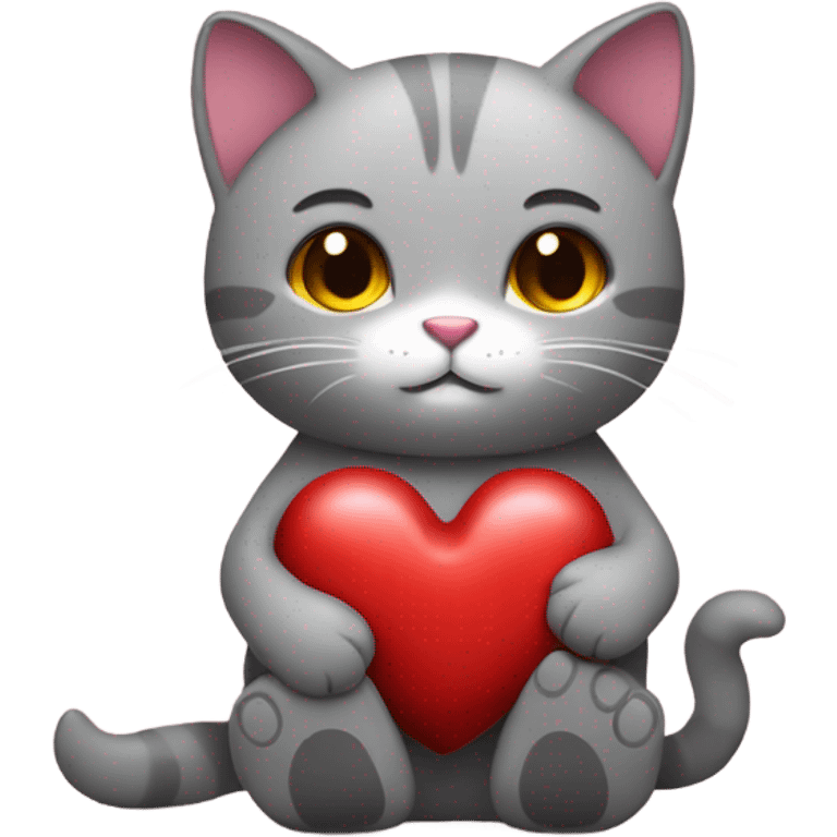 cat hugs toy heart emoji