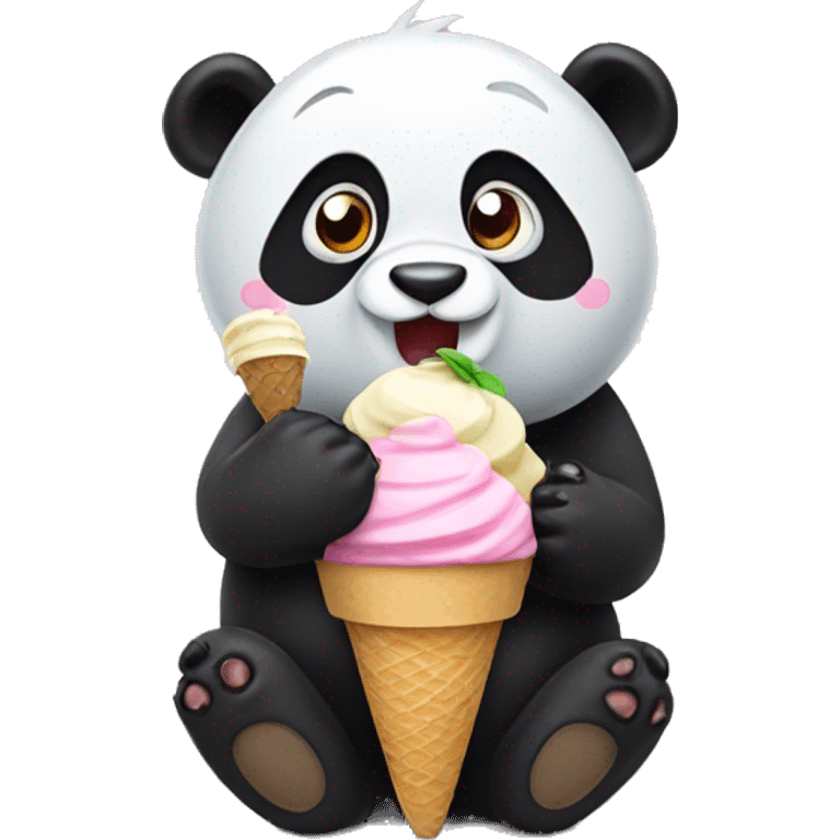 Panda eating ice cream emoji