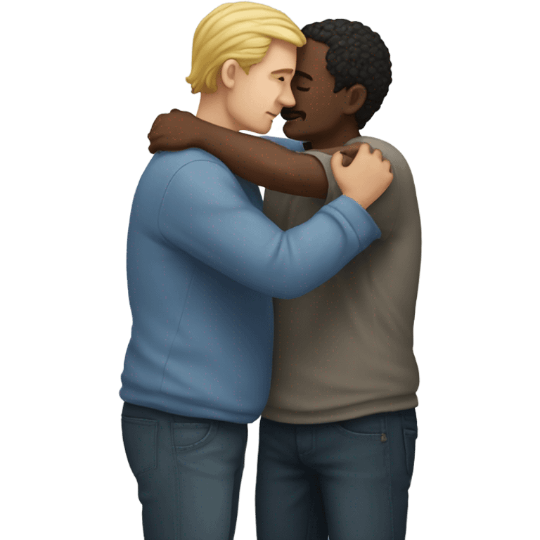 Two white men tenderly embracing emoji