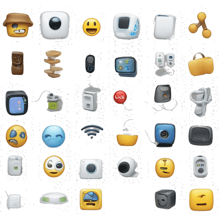 Draw an emoji representing various IoT devices such as a smart home, smart watches and sensors connected to a network emoji